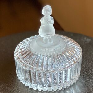 Avon M.J. Hummel “For Mother” Girl Holding Flowers Crystal Trinket Box with Lid